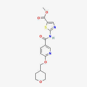 molecular formula C17H19N3O5S B2767126 methyl 2-(6-((tetrahydro-2H-pyran-4-yl)methoxy)nicotinamido)thiazole-5-carboxylate CAS No. 2034295-76-4