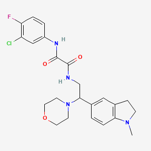 molecular formula C23H26ClFN4O3 B2767135 N1-(3-chloro-4-fluorophenyl)-N2-(2-(1-methylindolin-5-yl)-2-morpholinoethyl)oxalamide CAS No. 922015-07-4