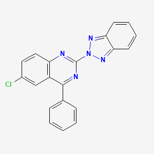 molecular formula C20H12ClN5 B2767144 2-Benzotriazol-2-yl-6-chloro-4-phenyl-quinazoline CAS No. 330662-99-2