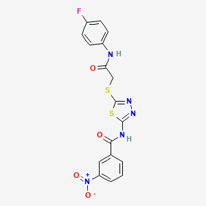 N-(5-((2-((4-fluorophenyl)amino)-2-oxoethyl)thio)-1,3,4-thiadiazol-2-yl)-3-nitrobenzamide