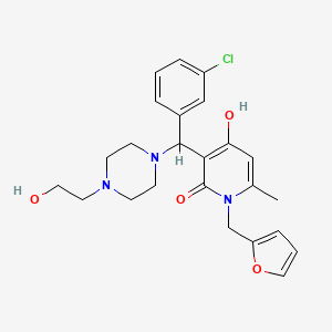3-((3-chlorophenyl)(4-(2-hydroxyethyl)piperazin-1-yl)methyl)-1-(furan-2-ylmethyl)-4-hydroxy-6-methylpyridin-2(1H)-one