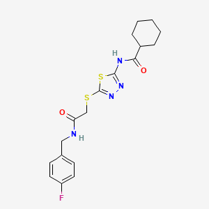 N-[5-[2-[(4-fluorophenyl)methylamino]-2-oxoethyl]sulfanyl-1,3,4-thiadiazol-2-yl]cyclohexanecarboxamide
