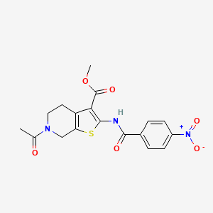 molecular formula C18H17N3O6S B2767199 Methyl 6-acetyl-2-(4-nitrobenzamido)-4,5,6,7-tetrahydrothieno[2,3-c]pyridine-3-carboxylate CAS No. 921067-40-5