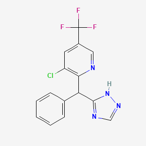 molecular formula C15H10ClF3N4 B2767219 3-chloro-2-[phenyl(1H-1,2,4-triazol-3-yl)methyl]-5-(trifluoromethyl)pyridine CAS No. 338407-00-4