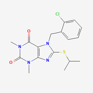 7-[(2-Chlorophenyl)methyl]-1,3-dimethyl-8-propan-2-ylsulfanylpurine-2,6-dione