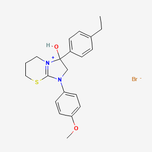 molecular formula C21H25BrN2O2S B2767227 3-(4-ethylphenyl)-3-hydroxy-1-(4-methoxyphenyl)-3,5,6,7-tetrahydro-2H-imidazo[2,1-b][1,3]thiazin-1-ium bromide CAS No. 1106751-21-6