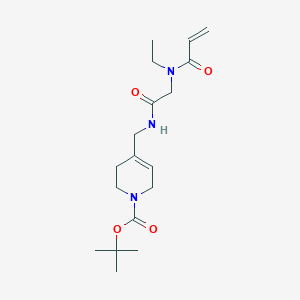 molecular formula C18H29N3O4 B2767231 Tert-butyl 4-[[[2-[ethyl(prop-2-enoyl)amino]acetyl]amino]methyl]-3,6-dihydro-2H-pyridine-1-carboxylate CAS No. 2361734-63-4