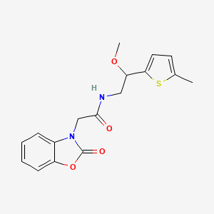 molecular formula C17H18N2O4S B2767233 N-(2-methoxy-2-(5-methylthiophen-2-yl)ethyl)-2-(2-oxobenzo[d]oxazol-3(2H)-yl)acetamide CAS No. 1706167-68-1