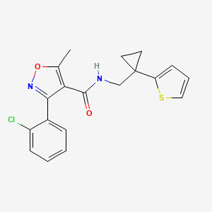 3-(2-chlorophenyl)-5-methyl-N-((1-(thiophen-2-yl)cyclopropyl)methyl)isoxazole-4-carboxamide