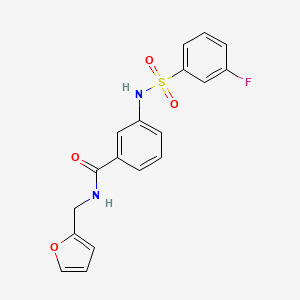 molecular formula C18H15FN2O4S B2767241 3-(3-fluorobenzenesulfonamido)-N-[(furan-2-yl)methyl]benzamide CAS No. 690643-38-0