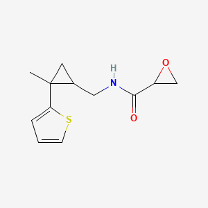 molecular formula C12H15NO2S B2767264 N-[(2-Methyl-2-thiophen-2-ylcyclopropyl)methyl]oxirane-2-carboxamide CAS No. 2411286-44-5