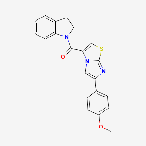 molecular formula C21H17N3O2S B2767266 Indolin-1-yl(6-(4-methoxyphenyl)imidazo[2,1-b]thiazol-3-yl)methanone CAS No. 1049420-55-4
