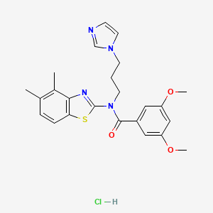molecular formula C24H27ClN4O3S B2767269 N-(3-(1H-imidazol-1-yl)propyl)-N-(4,5-dimethylbenzo[d]thiazol-2-yl)-3,5-dimethoxybenzamide hydrochloride CAS No. 1216420-58-4