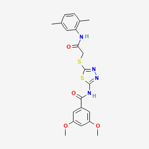 molecular formula C21H22N4O4S2 B2767272 N-(5-((2-((2,5-dimethylphenyl)amino)-2-oxoethyl)thio)-1,3,4-thiadiazol-2-yl)-3,5-dimethoxybenzamide CAS No. 392295-28-2