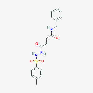 molecular formula C18H21N3O4S B276728 N-benzyl-4-{2-[(4-methylphenyl)sulfonyl]hydrazino}-4-oxobutanamide 