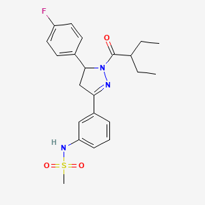 molecular formula C22H26FN3O3S B2767295 N-(3-(1-(2-ethylbutanoyl)-5-(4-fluorophenyl)-4,5-dihydro-1H-pyrazol-3-yl)phenyl)methanesulfonamide CAS No. 851718-62-2