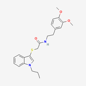 molecular formula C23H28N2O3S B2767296 N-(3,4-dimethoxyphenethyl)-2-((1-propyl-1H-indol-3-yl)thio)acetamide CAS No. 450350-77-3