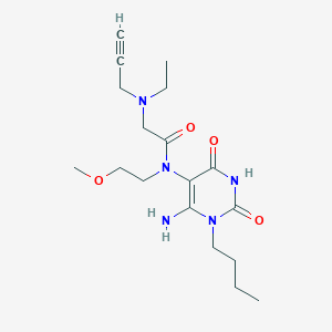 molecular formula C18H29N5O4 B2767299 N-(6-amino-1-butyl-2,4-dioxo-1,2,3,4-tetrahydropyrimidin-5-yl)-2-[ethyl(prop-2-yn-1-yl)amino]-N-(2-methoxyethyl)acetamide CAS No. 1376304-77-6