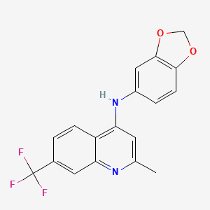 molecular formula C18H13F3N2O2 B2767326 N-(1,3-benzodioxol-5-yl)-2-methyl-7-(trifluoromethyl)quinolin-4-amine CAS No. 881932-96-3