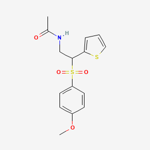 molecular formula C15H17NO4S2 B2767369 N-[2-(4-methoxybenzenesulfonyl)-2-(thiophen-2-yl)ethyl]acetamide CAS No. 946348-45-4