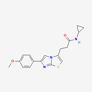 molecular formula C18H19N3O2S B2767391 N-cyclopropyl-3-[6-(4-methoxyphenyl)imidazo[2,1-b][1,3]thiazol-3-yl]propanamide CAS No. 1170928-07-0