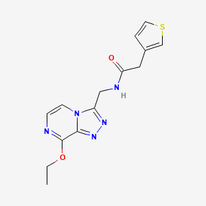 molecular formula C14H15N5O2S B2767395 N-((8-ethoxy-[1,2,4]triazolo[4,3-a]pyrazin-3-yl)methyl)-2-(thiophen-3-yl)acetamide CAS No. 2034547-62-9