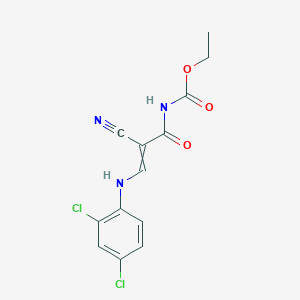 molecular formula C13H11Cl2N3O3 B2767400 N-[2-cyano-3-(2,4-dichloroanilino)-1-oxoprop-2-enyl]carbamic acid ethyl ester CAS No. 321432-13-7