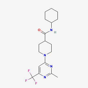 molecular formula C18H25F3N4O B2767418 N-cyclohexyl-1-[2-methyl-6-(trifluoromethyl)pyrimidin-4-yl]piperidine-4-carboxamide CAS No. 1775528-69-2