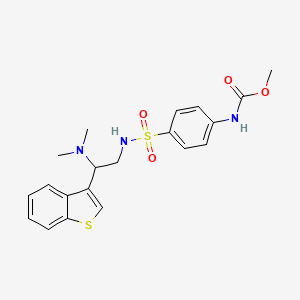 molecular formula C20H23N3O4S2 B2767425 methyl (4-(N-(2-(benzo[b]thiophen-3-yl)-2-(dimethylamino)ethyl)sulfamoyl)phenyl)carbamate CAS No. 2034465-57-9