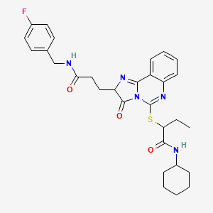 N-cyclohexyl-2-{[2-(2-{[(4-fluorophenyl)methyl]carbamoyl}ethyl)-3-oxo-2H,3H-imidazo[1,2-c]quinazolin-5-yl]sulfanyl}butanamide