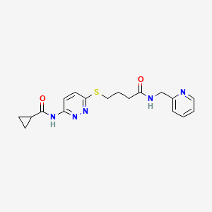 N-(6-((4-oxo-4-((pyridin-2-ylmethyl)amino)butyl)thio)pyridazin-3-yl)cyclopropanecarboxamide