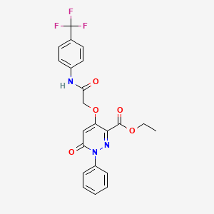 molecular formula C22H18F3N3O5 B2767437 ethyl 6-oxo-1-phenyl-4-({[4-(trifluoromethyl)phenyl]carbamoyl}methoxy)-1,6-dihydropyridazine-3-carboxylate CAS No. 899729-46-5