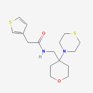N-[(4-Thiomorpholin-4-yloxan-4-yl)methyl]-2-thiophen-3-ylacetamide