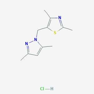 molecular formula C11H16ClN3S B2767475 5-[(3,5-dimethyl-1H-pyrazol-1-yl)methyl]-2,4-dimethyl-1,3-thiazole hydrochloride CAS No. 2320420-50-4