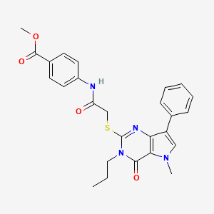 molecular formula C26H26N4O4S B2767489 methyl 4-[2-({5-methyl-4-oxo-7-phenyl-3-propyl-3H,4H,5H-pyrrolo[3,2-d]pyrimidin-2-yl}sulfanyl)acetamido]benzoate CAS No. 1112034-29-3