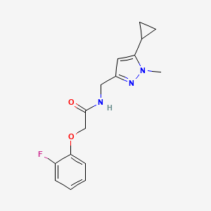 molecular formula C16H18FN3O2 B2767497 N-((5-cyclopropyl-1-methyl-1H-pyrazol-3-yl)methyl)-2-(2-fluorophenoxy)acetamide CAS No. 1448029-50-2