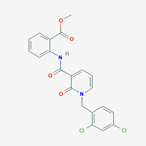molecular formula C21H16Cl2N2O4 B2767500 methyl 2-{1-[(2,4-dichlorophenyl)methyl]-2-oxo-1,2-dihydropyridine-3-amido}benzoate CAS No. 338977-61-0