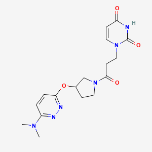 molecular formula C17H22N6O4 B2767501 1-(3-(3-((6-(dimethylamino)pyridazin-3-yl)oxy)pyrrolidin-1-yl)-3-oxopropyl)pyrimidine-2,4(1H,3H)-dione CAS No. 2034249-63-1