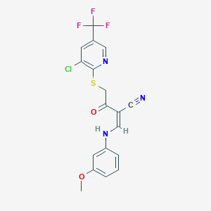 2-(2-{[3-Chloro-5-(trifluoromethyl)-2-pyridinyl]sulfanyl}acetyl)-3-(3-methoxyanilino)acrylonitrile