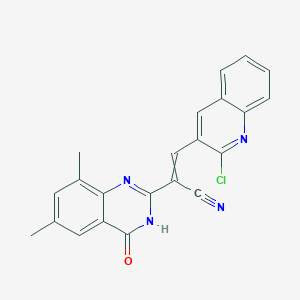molecular formula C22H15ClN4O B2767511 3-(2-Chloroquinolin-3-yl)-2-(6,8-dimethyl-4-oxo-3,4-dihydroquinazolin-2-yl)prop-2-enenitrile CAS No. 380390-27-2