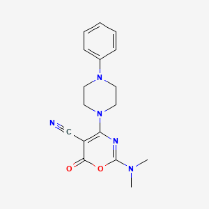 2-(dimethylamino)-6-oxo-4-(4-phenylpiperazino)-6H-1,3-oxazine-5-carbonitrile