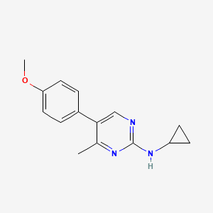 molecular formula C15H17N3O B2767530 N-cyclopropyl-5-(4-methoxyphenyl)-4-methylpyrimidin-2-amine CAS No. 1410239-25-6