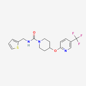 molecular formula C17H18F3N3O2S B2767531 N-(thiophen-2-ylmethyl)-4-((5-(trifluoromethyl)pyridin-2-yl)oxy)piperidine-1-carboxamide CAS No. 1421445-49-9