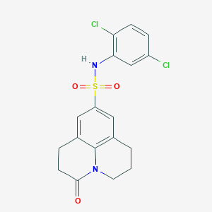 molecular formula C18H16Cl2N2O3S B2767556 N-(2,5-dichlorophenyl)-3-oxo-1,2,3,5,6,7-hexahydropyrido[3,2,1-ij]quinoline-9-sulfonamide CAS No. 898464-86-3