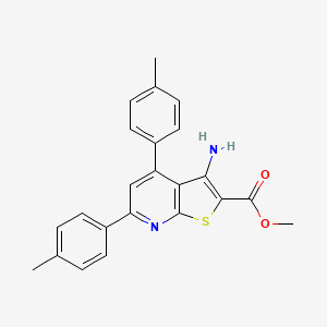 molecular formula C23H20N2O2S B2767561 methyl 3-amino-4,6-bis(4-methylphenyl)thieno[2,3-b]pyridine-2-carboxylate CAS No. 897831-93-5
