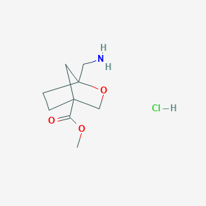 molecular formula C9H16ClNO3 B2767568 Methyl1-(aminomethyl)-2-oxabicyclo[2.2.1]heptane-4-carboxylatehydrochloride CAS No. 2260937-37-7