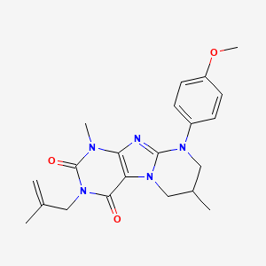 molecular formula C21H25N5O3 B2767575 9-(4-methoxyphenyl)-1,7-dimethyl-3-(2-methylprop-2-enyl)-7,8-dihydro-6H-purino[7,8-a]pyrimidine-2,4-dione CAS No. 848063-12-7
