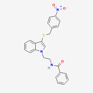molecular formula C24H21N3O3S B2767605 N-[2-(3-{[(4-nitrophenyl)methyl]sulfanyl}-1H-indol-1-yl)ethyl]benzamide CAS No. 532969-46-3