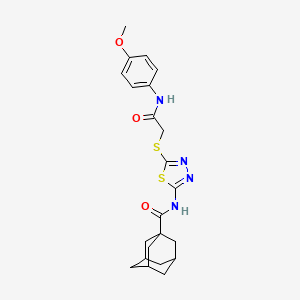 molecular formula C22H26N4O3S2 B2767635 N-[5-({[(4-methoxyphenyl)carbamoyl]methyl}sulfanyl)-1,3,4-thiadiazol-2-yl]adamantane-1-carboxamide CAS No. 392293-60-6