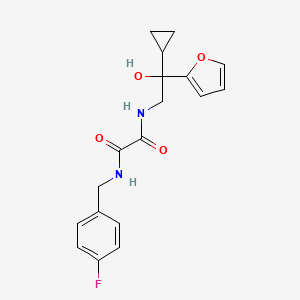 molecular formula C18H19FN2O4 B2767640 N-[2-cyclopropyl-2-(furan-2-yl)-2-hydroxyethyl]-N'-[(4-fluorophenyl)methyl]ethanediamide CAS No. 1396884-34-6